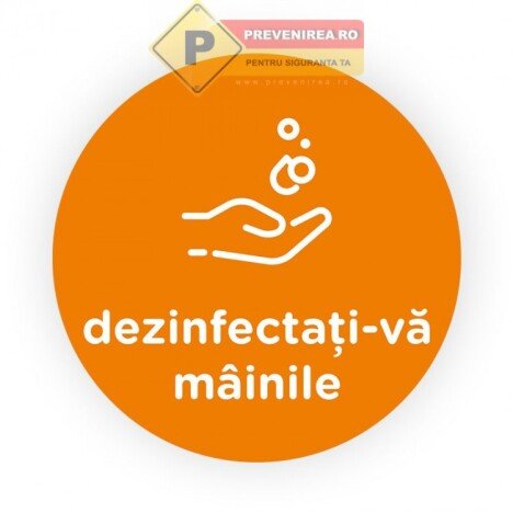 Semn portocaliu dezinfectati mainile